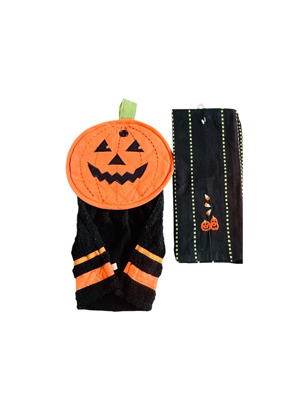 Retro Halloween Kitchen Towel & Pot Holder Bundle – 4-Piece Set